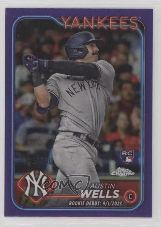 2024 Topps Chrome Update Debut Purple Refractor /250 Austin Wells Rookie RC 0nr3