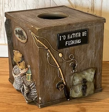 Vintage I'd Rather Be Fishing Kleenex Tissue Box Cover