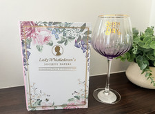 Bridgerton Wisteria Purple GIN GLASS 'QUEEN FOR THE DAY  & Notebook Pen Set GIFT