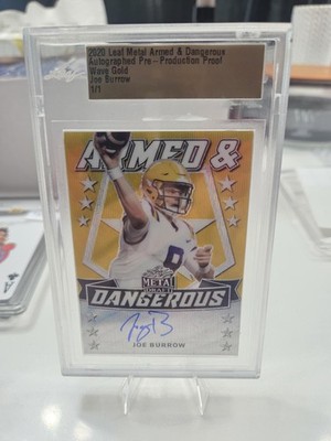 2020 Joe Burrow 1/1  Gold Leaf Metal Draft Armed And Dangerous Auto Encased 0107