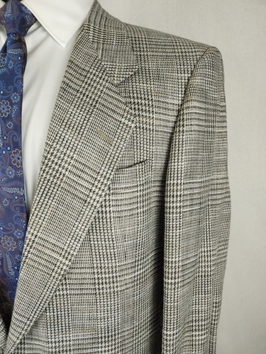 Vintage Pierre Cardin Mens 42L Sport Coat Jacket Blazer Glen Plaid 2-Button Silk - Picture 11 of 20