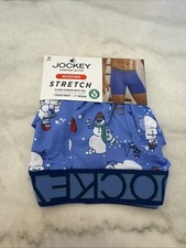 JOCKEY Men's Med Active Stretch 5  Microfiber Boxer Brief Underwear Snowman