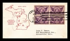 US COVER MICHIGAN CENTENARY FDC SCOTT 775 BLOCK OF 4 BEVERLY HILLS CACHET