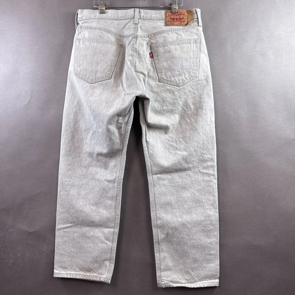 Pantalones de mezclilla Levis 501 para hombre 34x27 grises descoloridos botones rectos (etiqueta 36x30) Foto 4 de 4