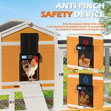 Automatic Chicken Poultry Coop Door Weatherproof Anti-Pinch Timer Control Opener