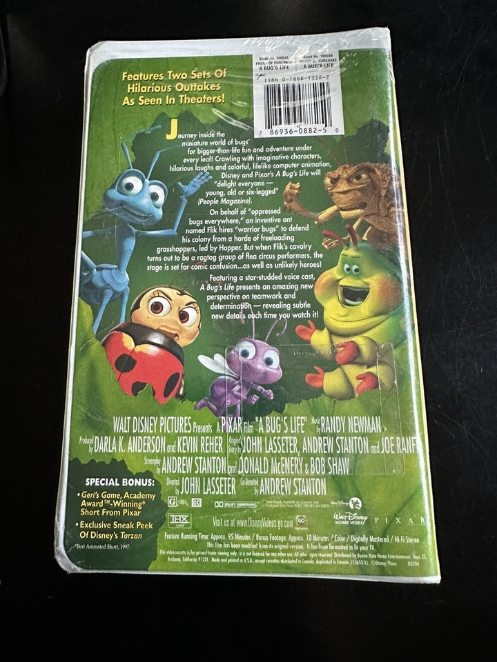 A Bugs Life VHS Tape Disney Pixar New Sealed Rare Hopper Clamshell ...