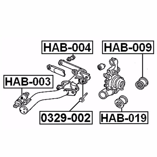 Conjunto trasero de buje de 2 brazos HAB-019 PARA HONDA CR-V 2001-2006 FABRICANTE DE EQUIPOS ORIGINALES 52366-S5A-024 - Imagen 2 de 2