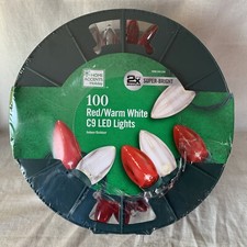 100-Light Smooth LED C9 Super Bright Red Warm White Christmas Lights Valentine