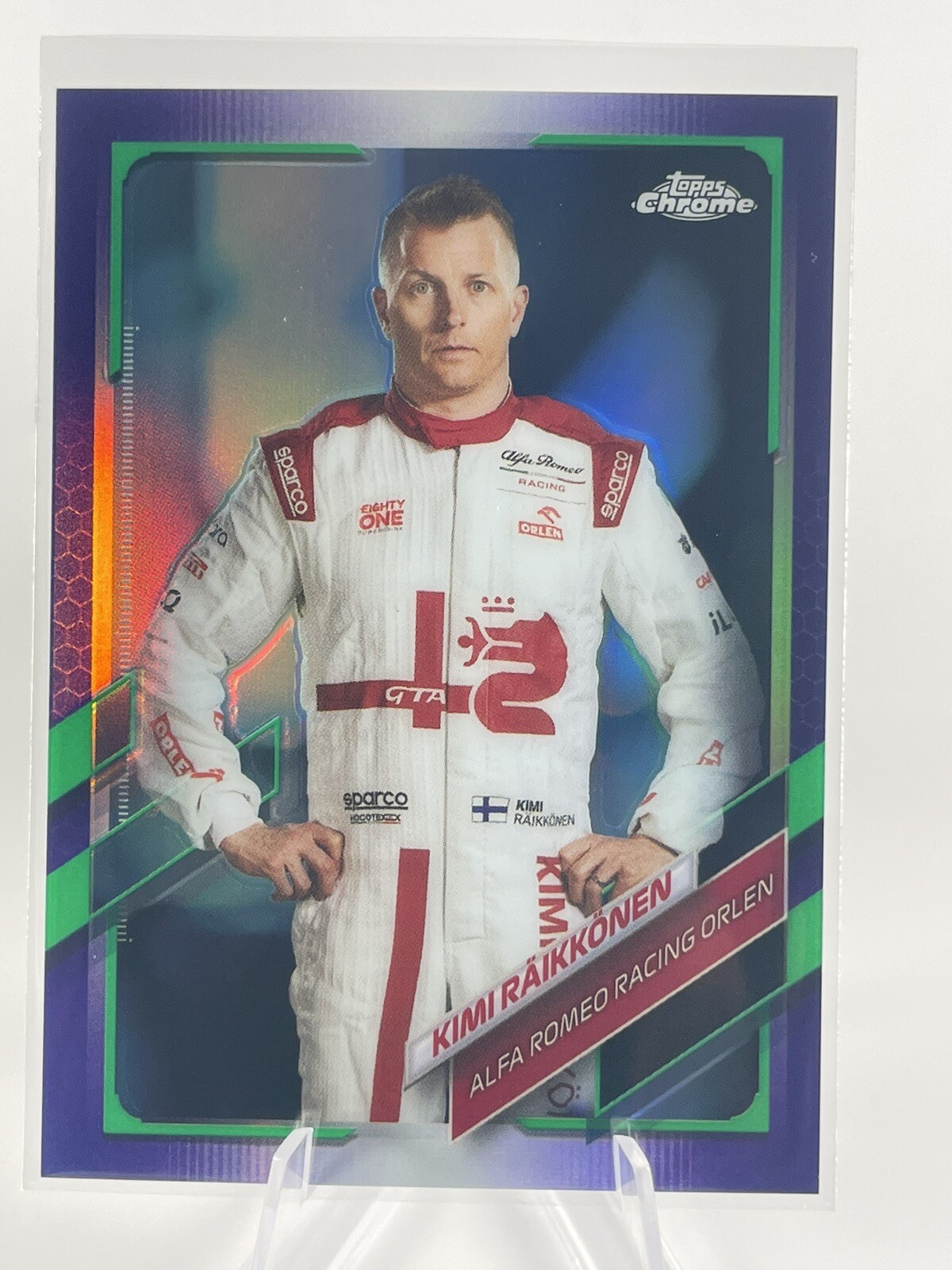 2021 Topps Chrome Formula 1 Kimi Raikkonen Purple Green Refractor #15 SP