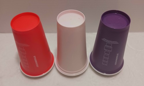 Starbucks Valentine Day Retired Hot Reusable Cups Set Of 3 Cups With Lids 16 Oz - Picture 6 of 6
