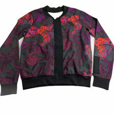 Fabletics Full Zip Jacket. Collar. Size Women's Xs. Red Maroon Paisley.