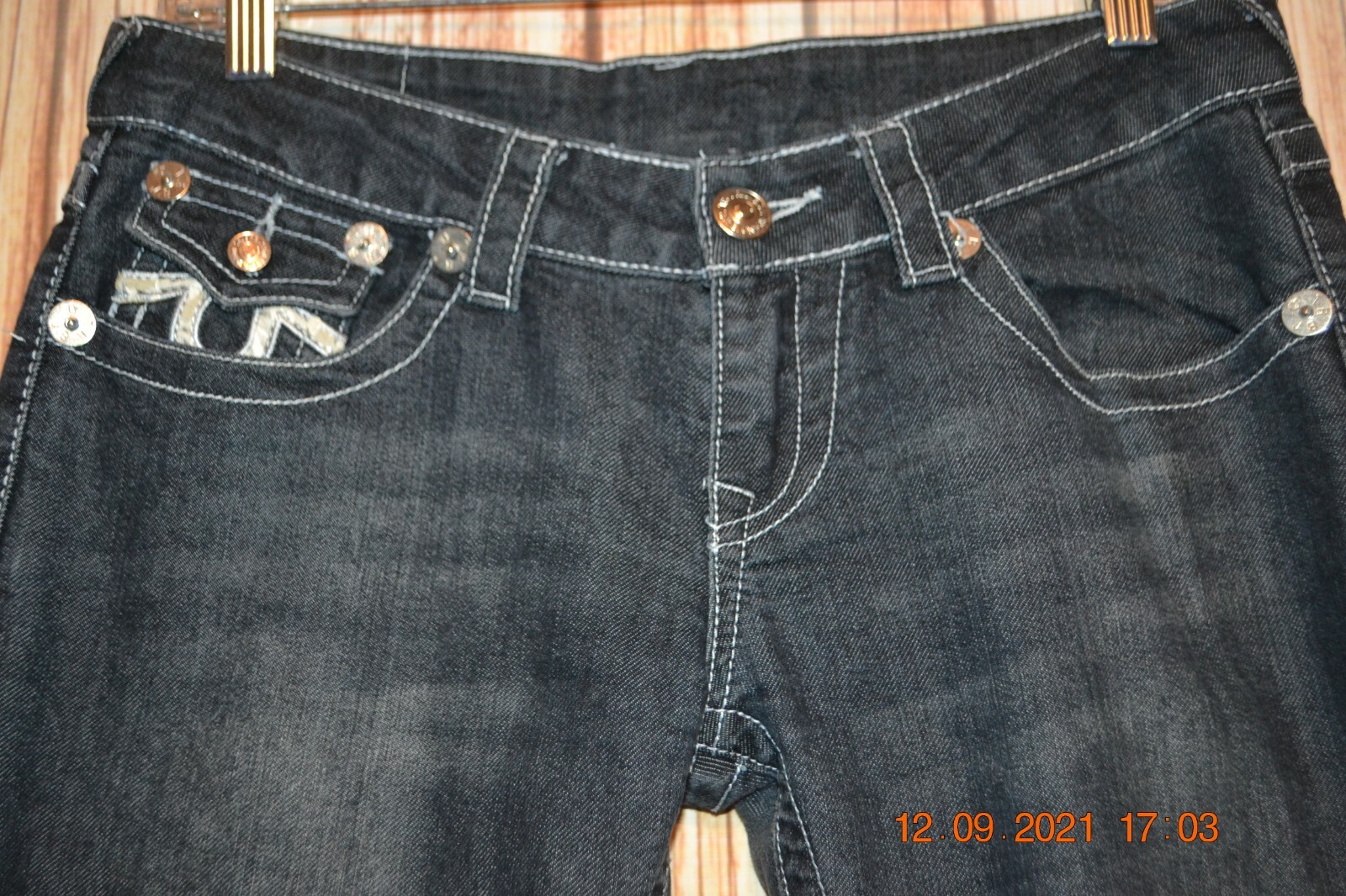 True Religion Women's Joey Super T Straight Dark Blue Denim Jeans Sz 27x31 thumbnail 5
