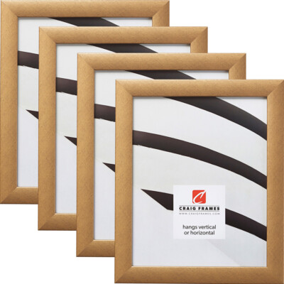 Craig Frames Contemporary, 1 Inch Wide Distressed Gold Picture Frame 4-Pack