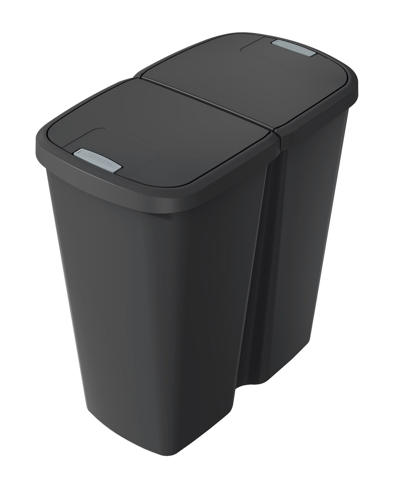 Duo Müll Eimer 45 L mit Deckel - schwarz - Kunststoff Tonne Abfall Trenner