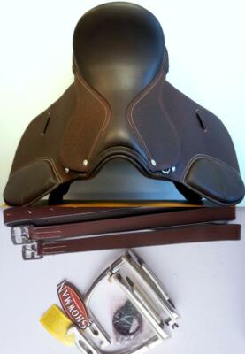 14'' BROWN All Purpose English EVENT JUMP Saddle Leathers 36'' /48'' +Stirrup Irons