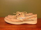 Maui Island Boat Shoes Tan Suede Gold Glitter Slip On Docksiders Women’s Sz 5M — photo 1