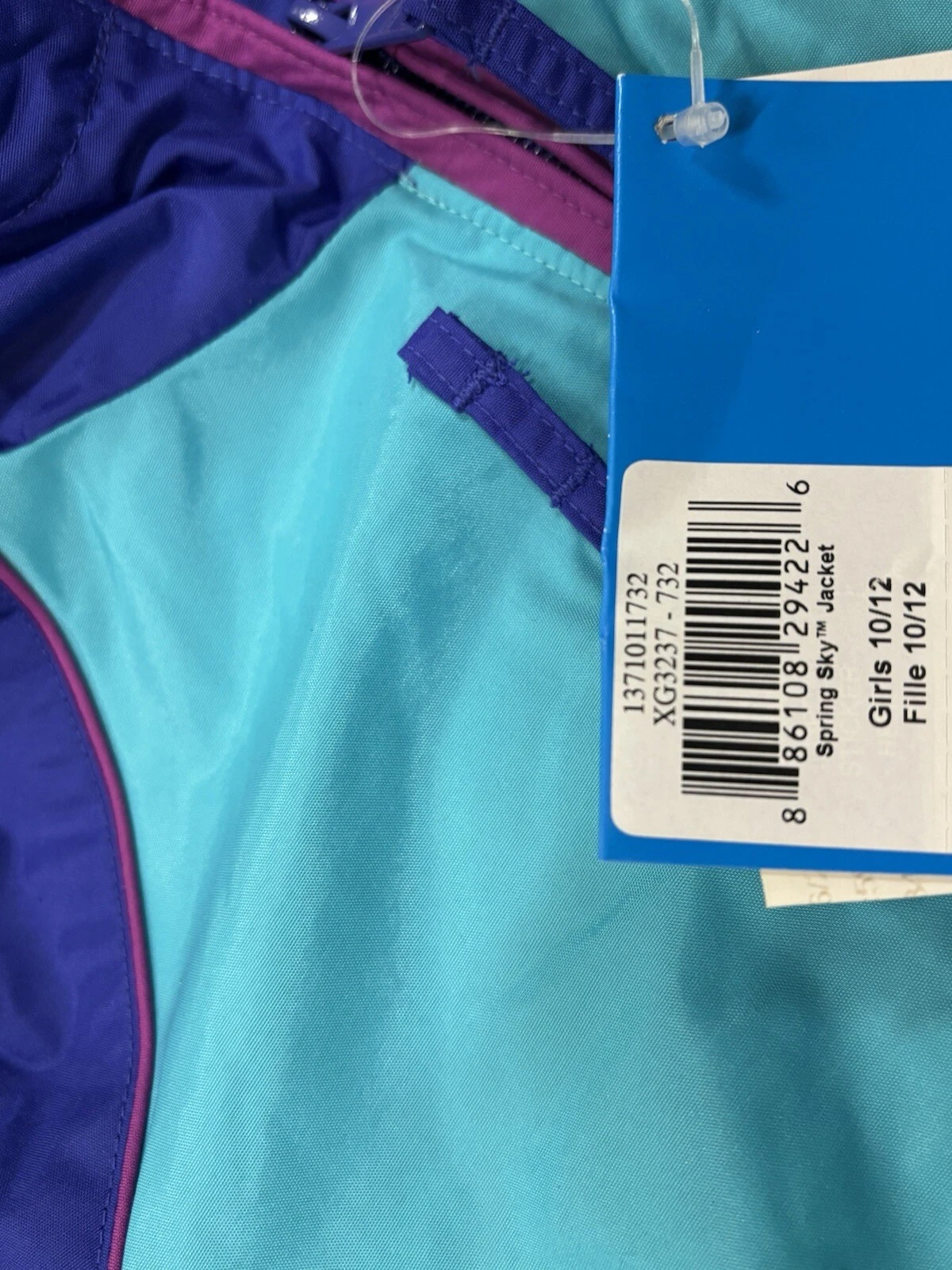 Columbia Windbreaker Rain Jacket Youth Girls Size 10/12 Teal Hooded Light NEW