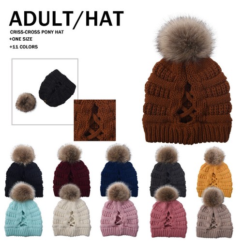 Pompon Knitted Hat Beanie Knit 