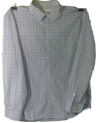 Calvin Klein Co Men's Shirt Blue Pen Striped XXL Long Sleeve Button Down