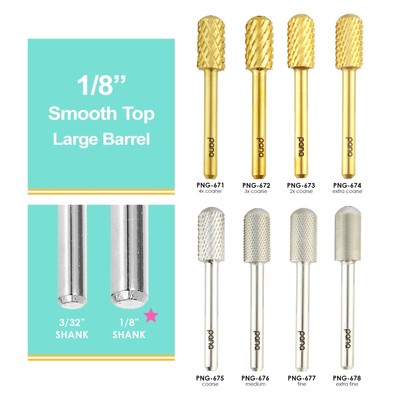 PANA 1/8'' Shank Size -  Smooth Top LARGE Barrel Nail Carbide Bit - Gold, Silver
