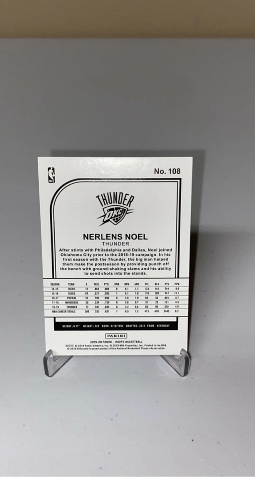 2019-20 NBA Hoops Premium Stock Nerlens Noel Silver /199 #108 - Image 4 of 4