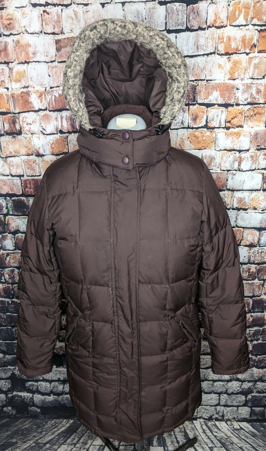 Eddie Bauer Down Puffer Jacket Hooded Fur Purple Wint… Gem