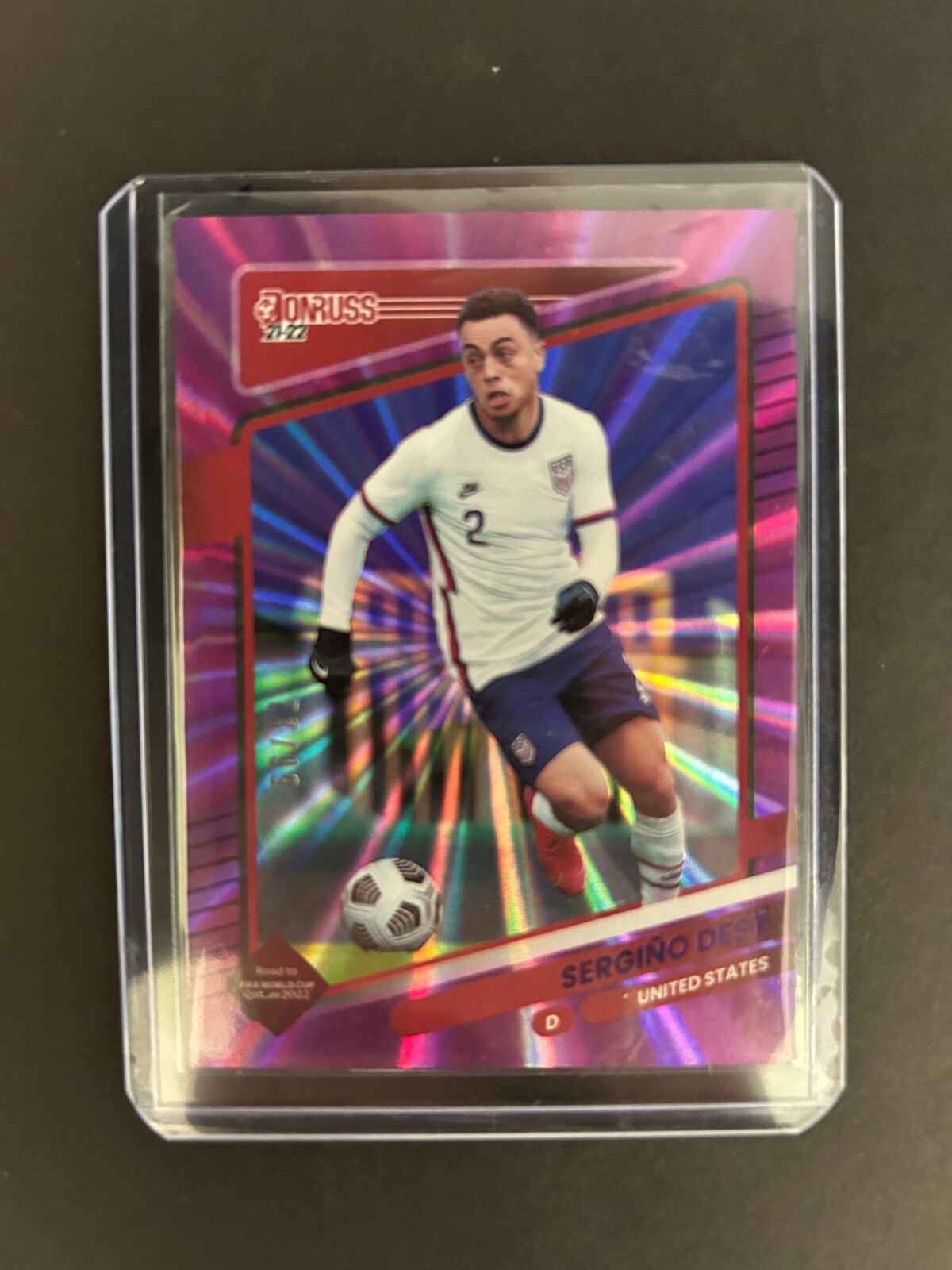 2021-22 Donruss Road to Qatar Sergino Dest /99 Purple LASER USMNT