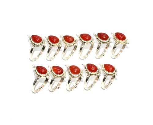 Boutons De Manchette Argent 925 Et Cornaline Rouge - Ovale, épais - Fait Main - Neuf
