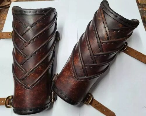 Halloween Viking Leather Woven Vambraces Larp Cosplay Armor Armguard Costume - Picture 8 of 8