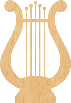 Lyre Laser Cut Out Wood Shape Craft Supply - Woodcraft Cutout