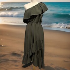 Ebby And I Green Off Shoulder Maxi Dress Size 10 NWT Evening Formal