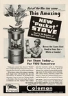 1940s Vintage WW2 US Army Soldier Military Art Coleman Stove Original Print Ad a