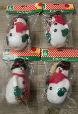 Vintage Lot of 4 Snowman Ornaments in Original Packaging 5" So Cute 
