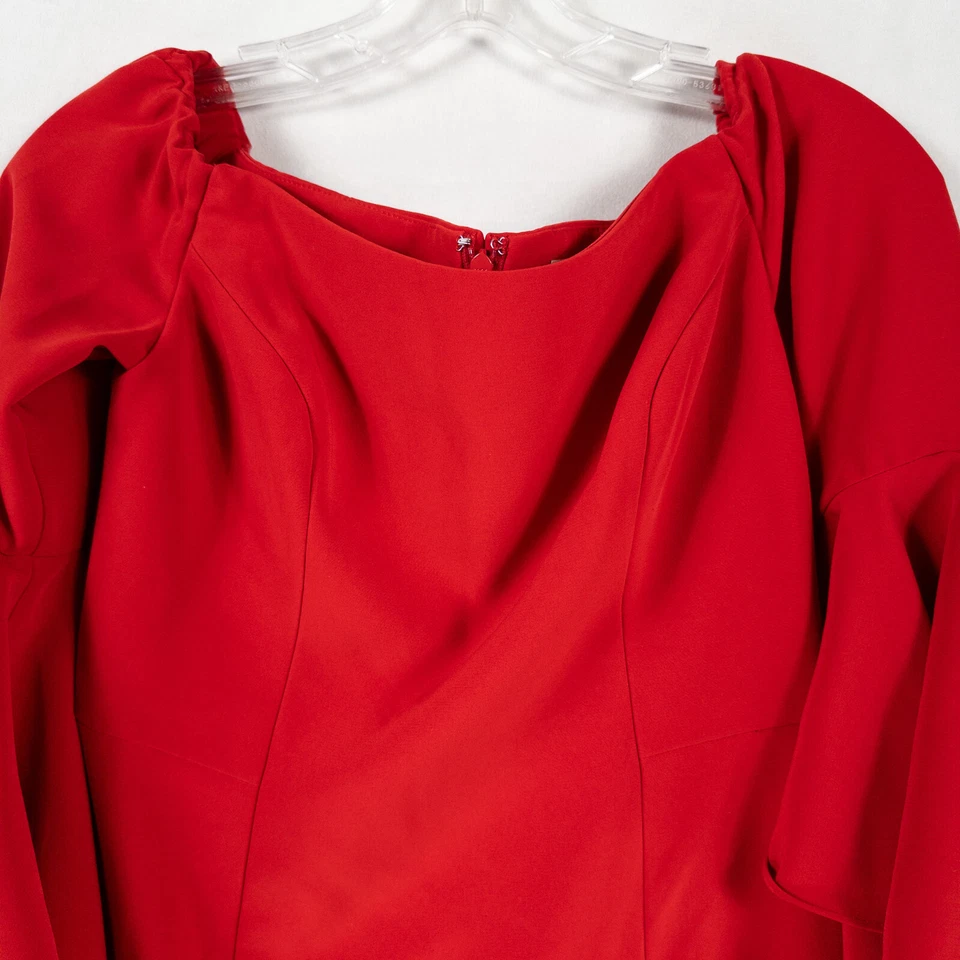 Vestido Boston Proper para mujer talla 4 funda roja fuera del hombro mangas acampanadas Foto 2 de 4