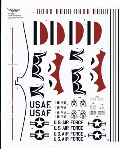 Warbird USAF Thunderbirds, C-119F Support Aircraft Decals in 1/72 010, NO INSTR.