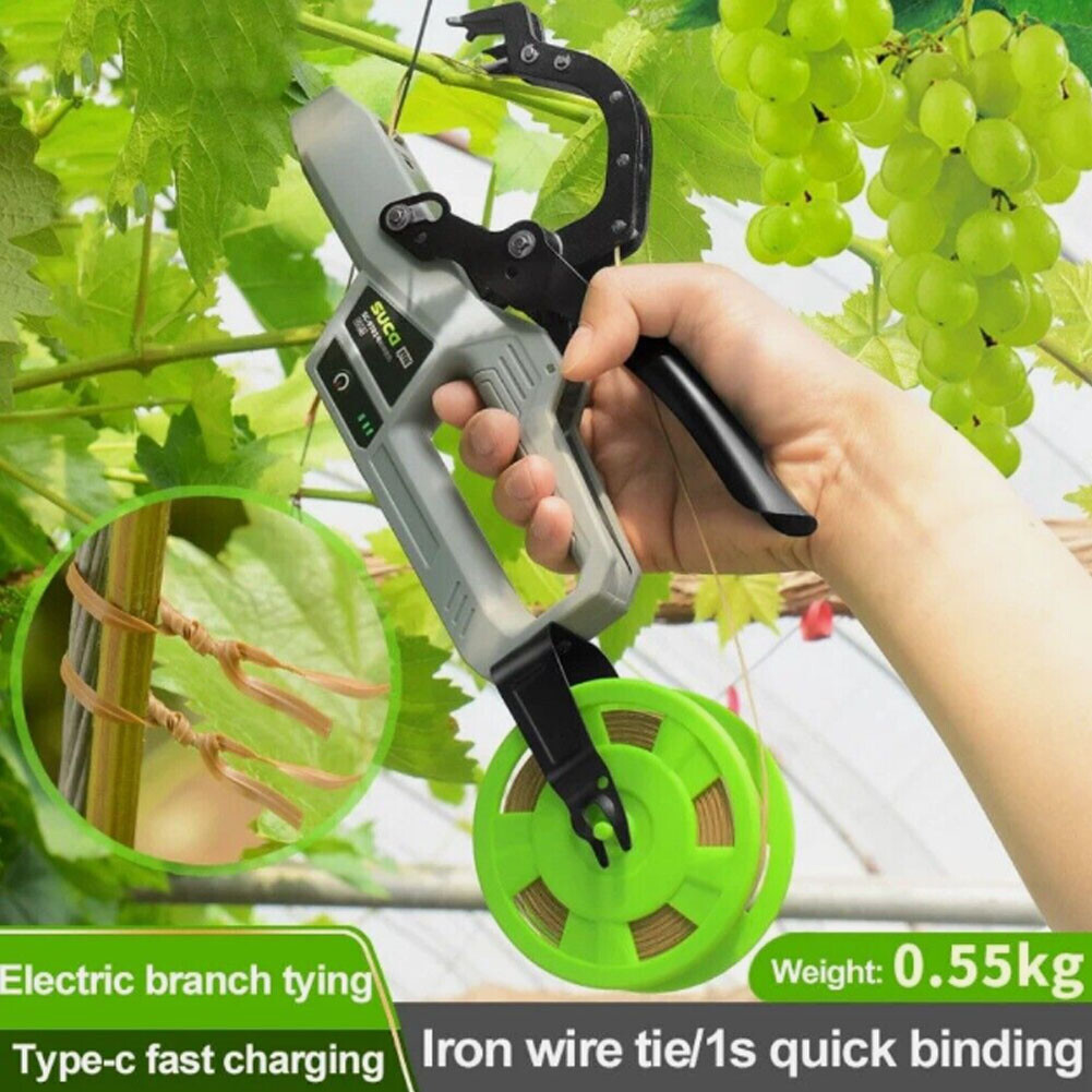 Electric tying machine plant tape tool for grapes and other vining vegetables