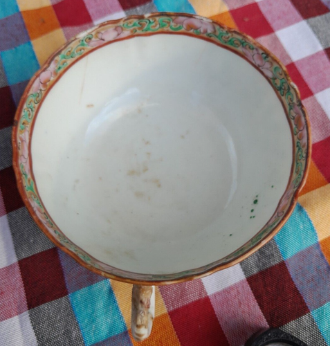 Tazza da tè cinese guscio d'uovo tarda dinastia Qing 1800 dipinta a mano conservata - Foto 12 di 15
