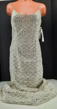 Bari Jay Evening Dress, Ivory Eyelet With Gold Sequin Accent ,Lining .  5/6.