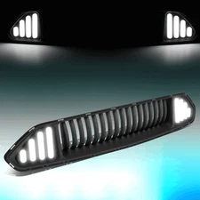 For 18-20 Ford Mustang LED Front Bumper Upper Hood Grille Vertical Style Mesh
