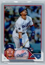 Miguel Vargas 2023 Topps Chrome Silver Refractor Rookie Card RC #161 LA Dodgers. rookie card picture