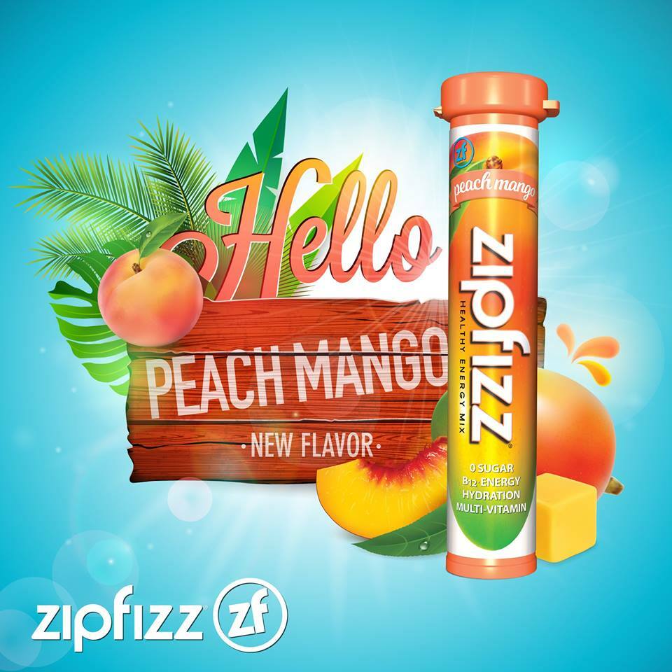 ZipFizz All Natural Energy Drink Mix PEACH MANGO (30 Tubes ZipFizz All Natural Energy Drink Mix PEACH MANGO (30 Tubes