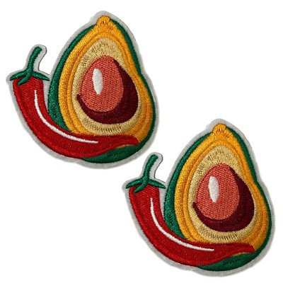 2 x Avocado & Chili Mexican Food - Stickflicken zum Aufbügeln (7 x 7 cm)