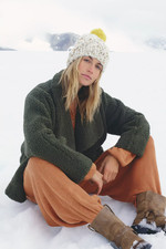 Free People Izzy Wrap Cropped Teddy Jacket, Green, X-small, Rrp $140