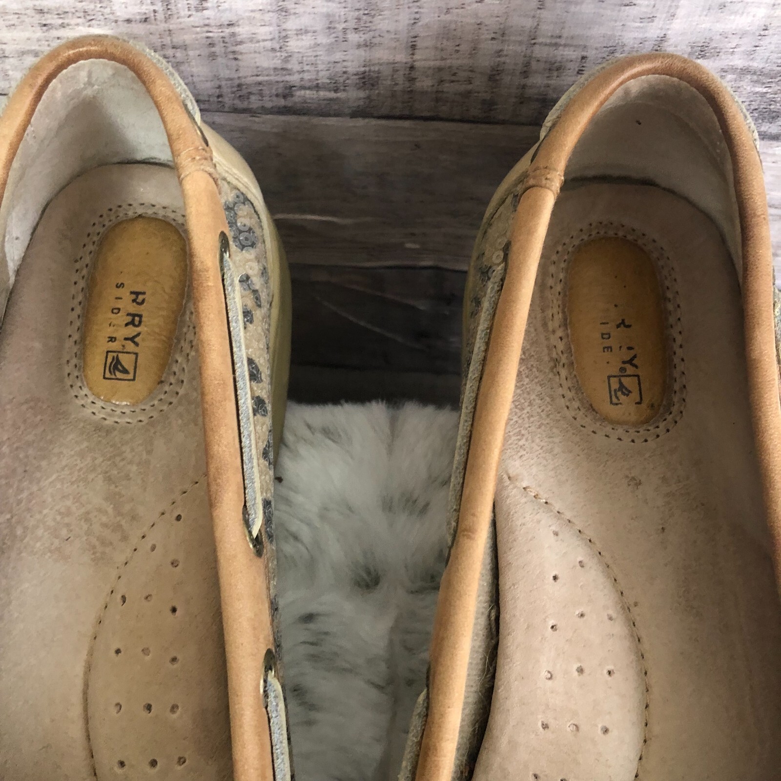 Sperry Top Sider Women's Boat Shoes Size 11S Leather tan sequin leopard