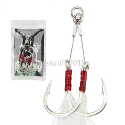 2 Pairs Double Assist Hooks Stainless Steel Wire Slow Jigging Pitch Jig Fishhook | eBay 2 Pairs Double Assist Hooks Stainless Steel Wire Slow Jigging Pitch Jig Fishhook | eBay