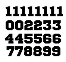 Set of 26 Sport Number Vinyl Decals Stickers - 1" tall - Select Color