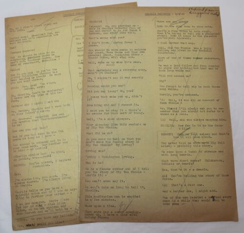 Charlie McCarthy * 1940 RARE Original Radio Script * Short Comedy Radio Show - Photo 1 sur 1