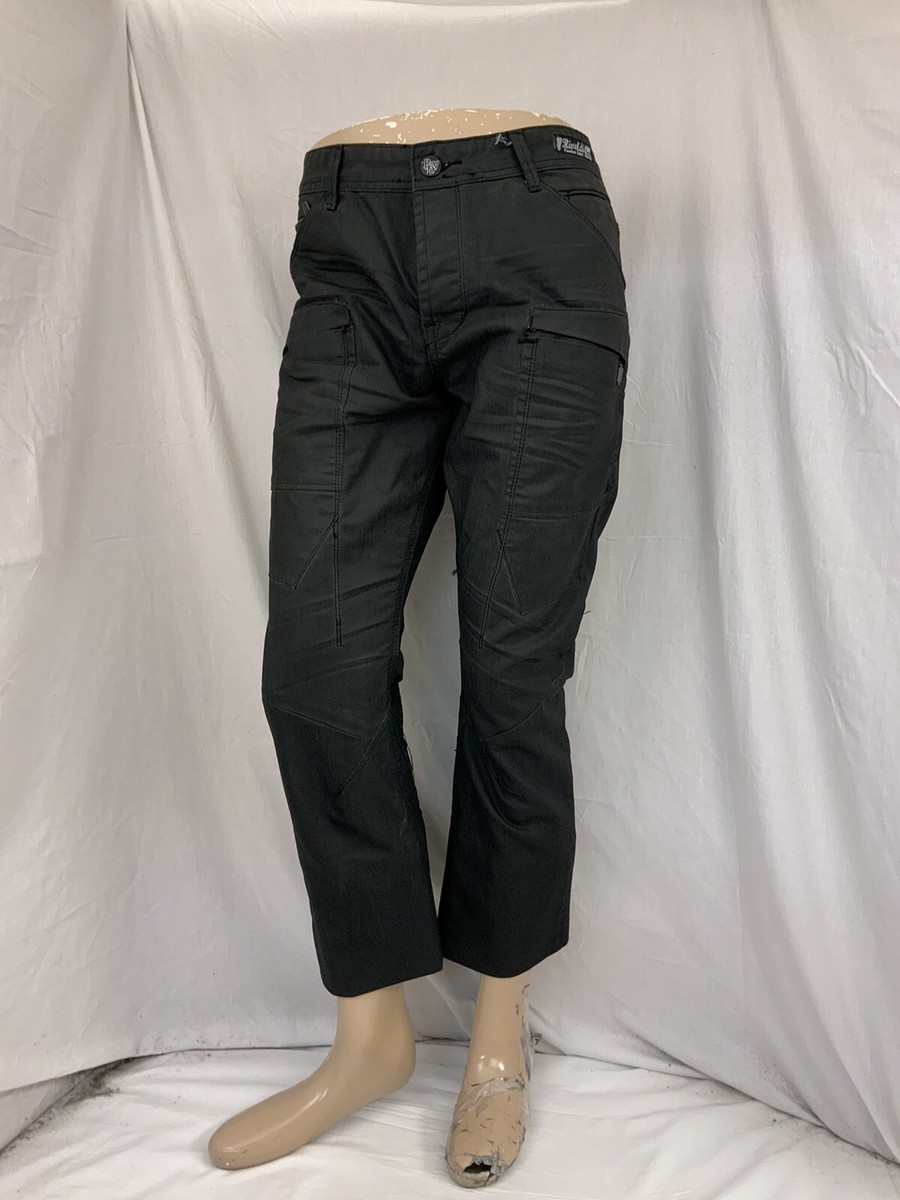 Rivaldi Jeans 36x26 Black Cotton Poly Cargo Zip Pockets YGI Y1-944