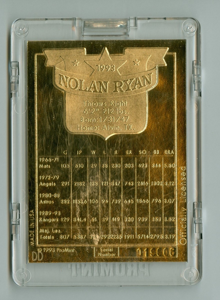 BabyDONTCry べドンク RRRing サイン入り ポストカード Nolan Ryan 1993 Pro Mint 22 Karat Gold Trading card 27th Ryan