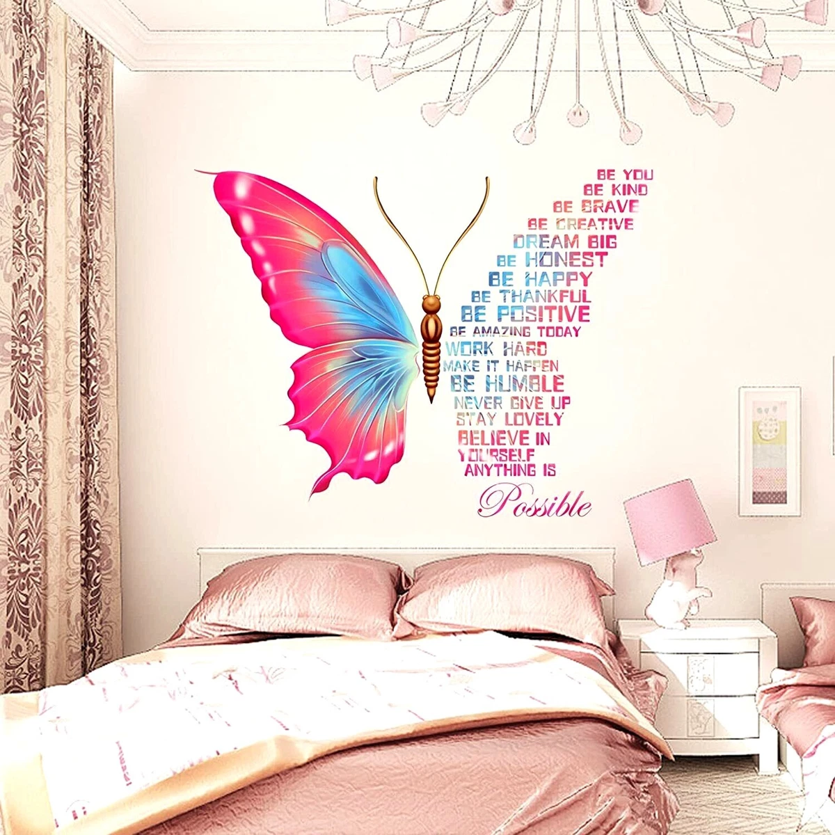 WALL STICKER LARGE BUTTERFLY DECAL QUOTES VINYL MURAL ART KIDS ROOM HOME  DECOR